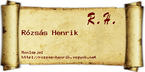 Rózsás Henrik névjegykártya