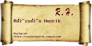 Rózsás Henrik névjegykártya
